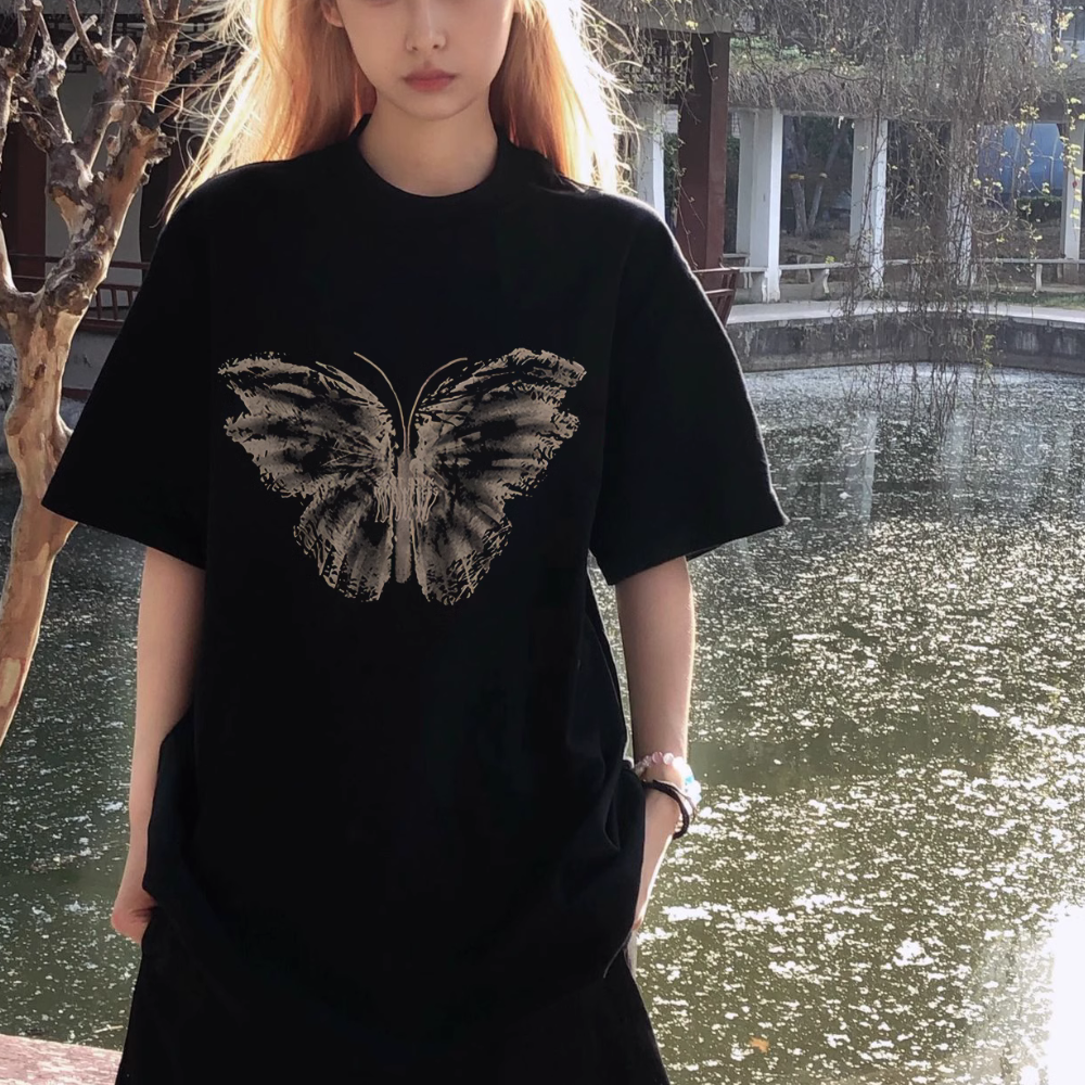 Casual Cotton Butterfly T-shirt