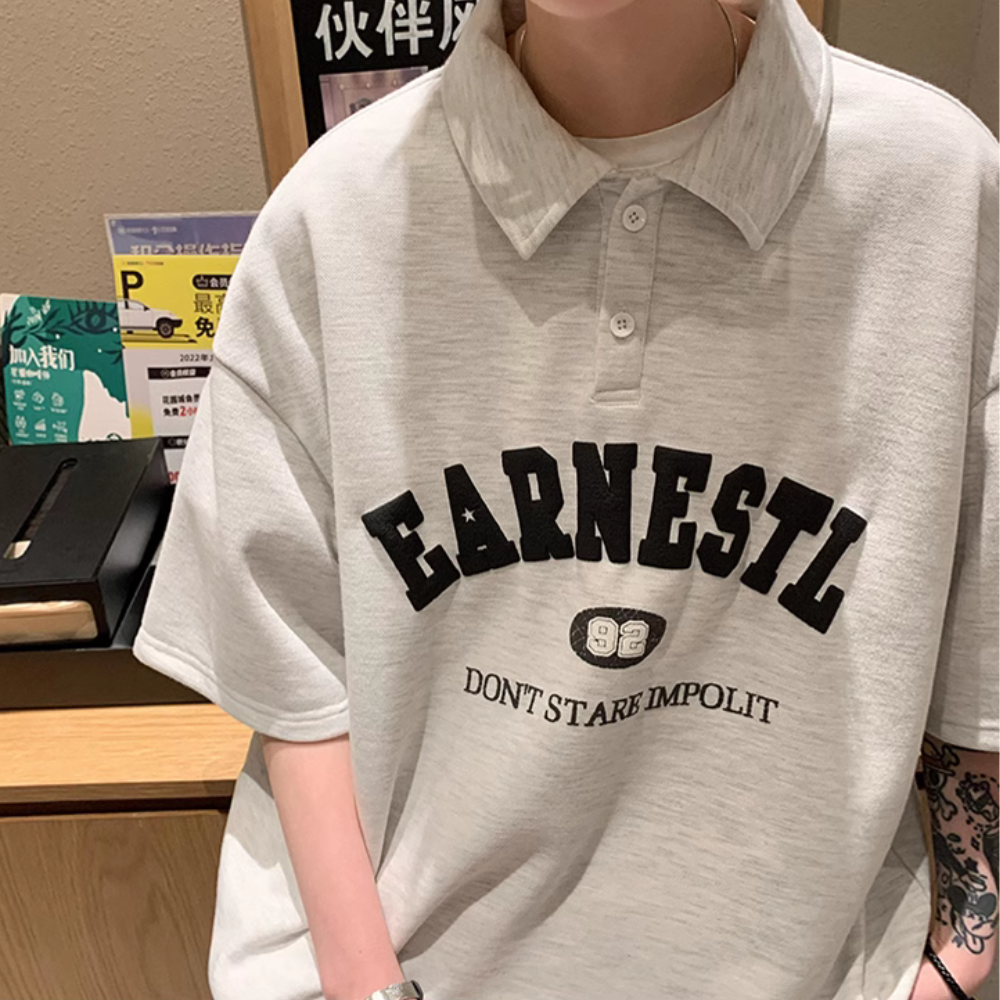 All-Match Letter Polo Shirt