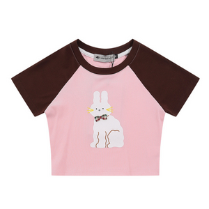 Women's Cute Rabbit Panel Cropped Top