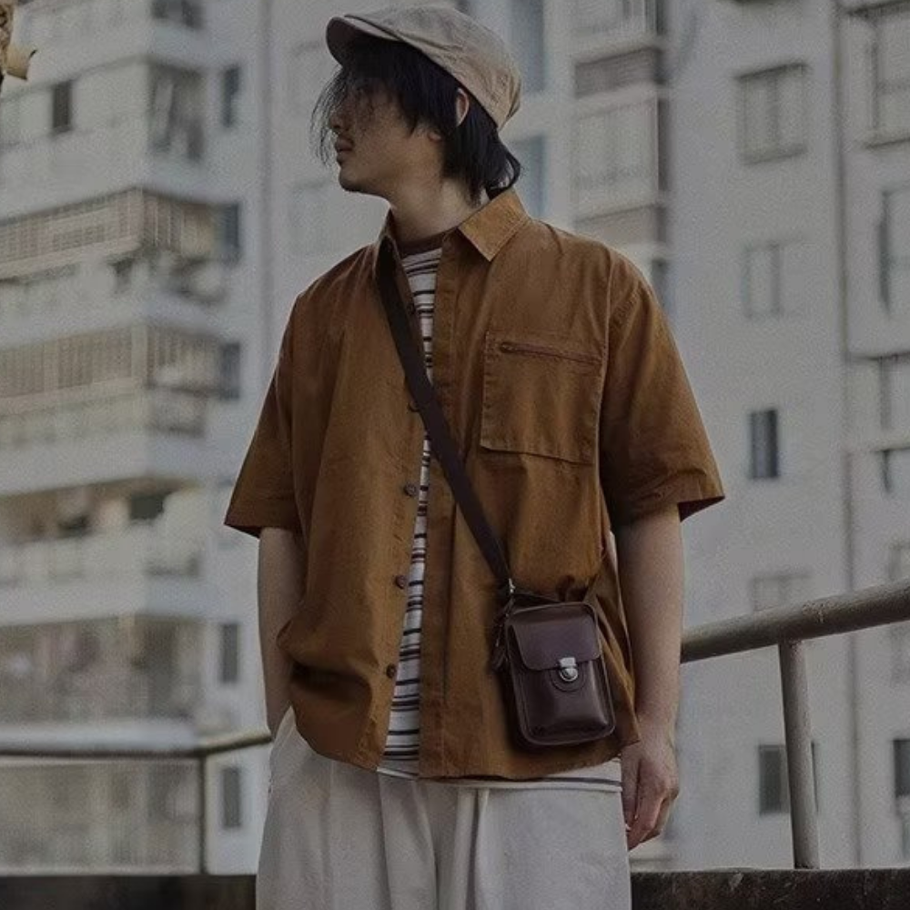 Japanese Solid Color Pocket Shirt