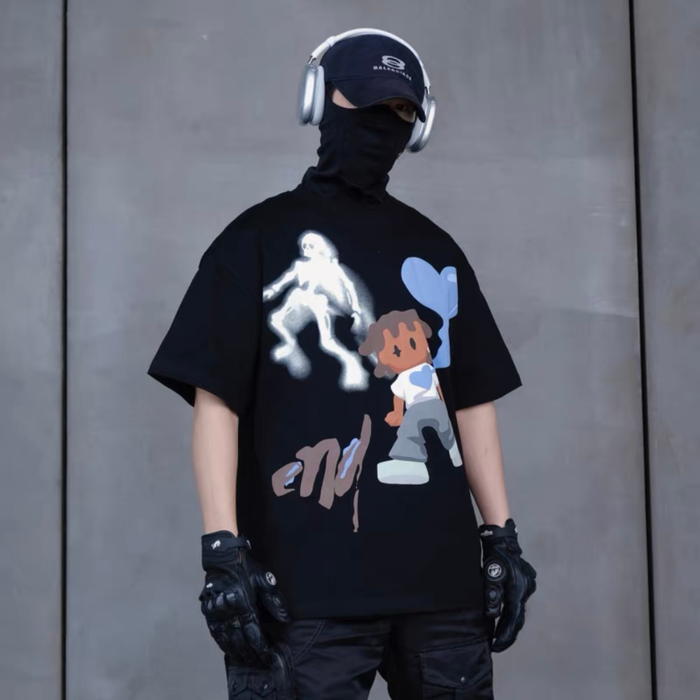 Hip Hop Cartoon Boy Oversize T-Shirt
