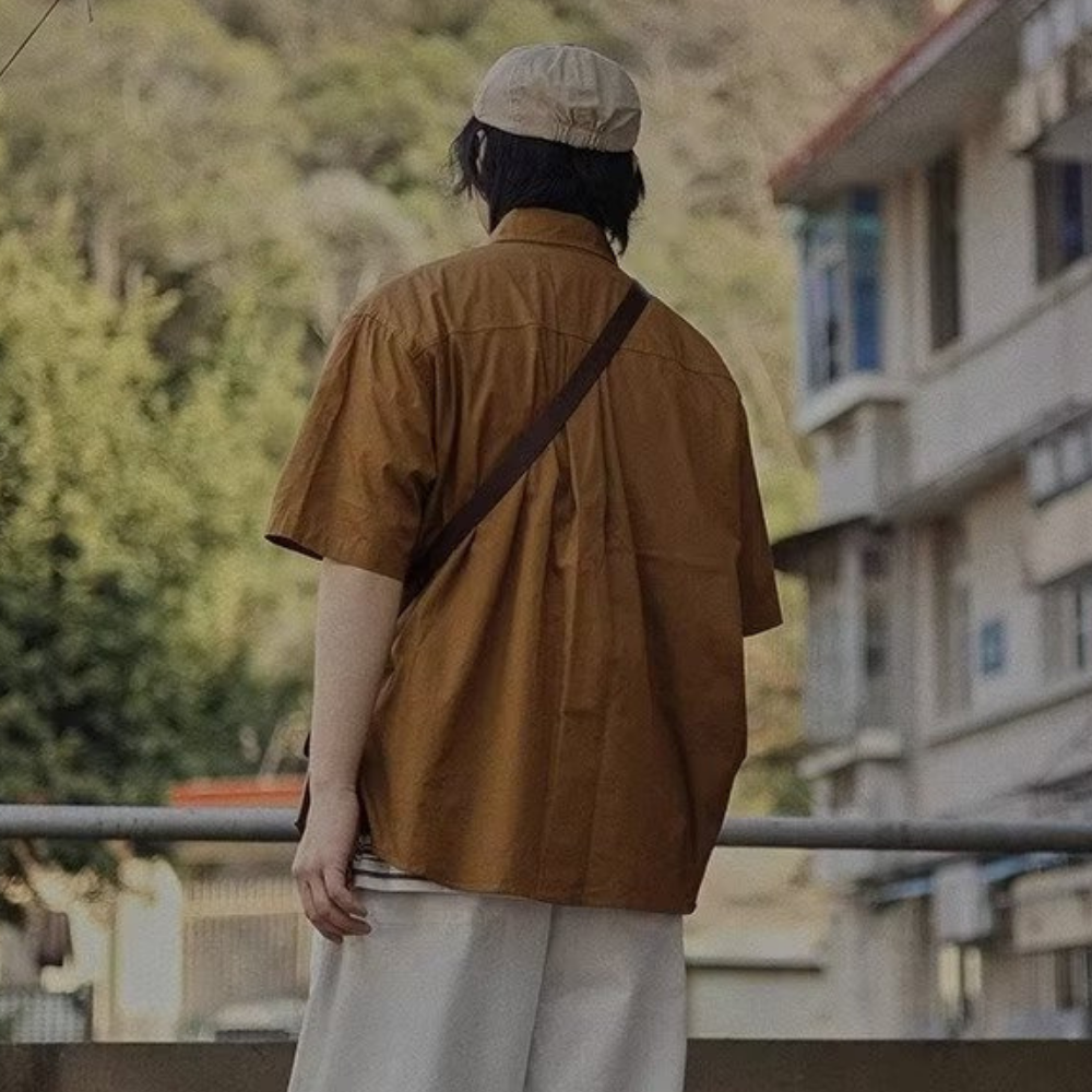 Japanese Solid Color Pocket Shirt