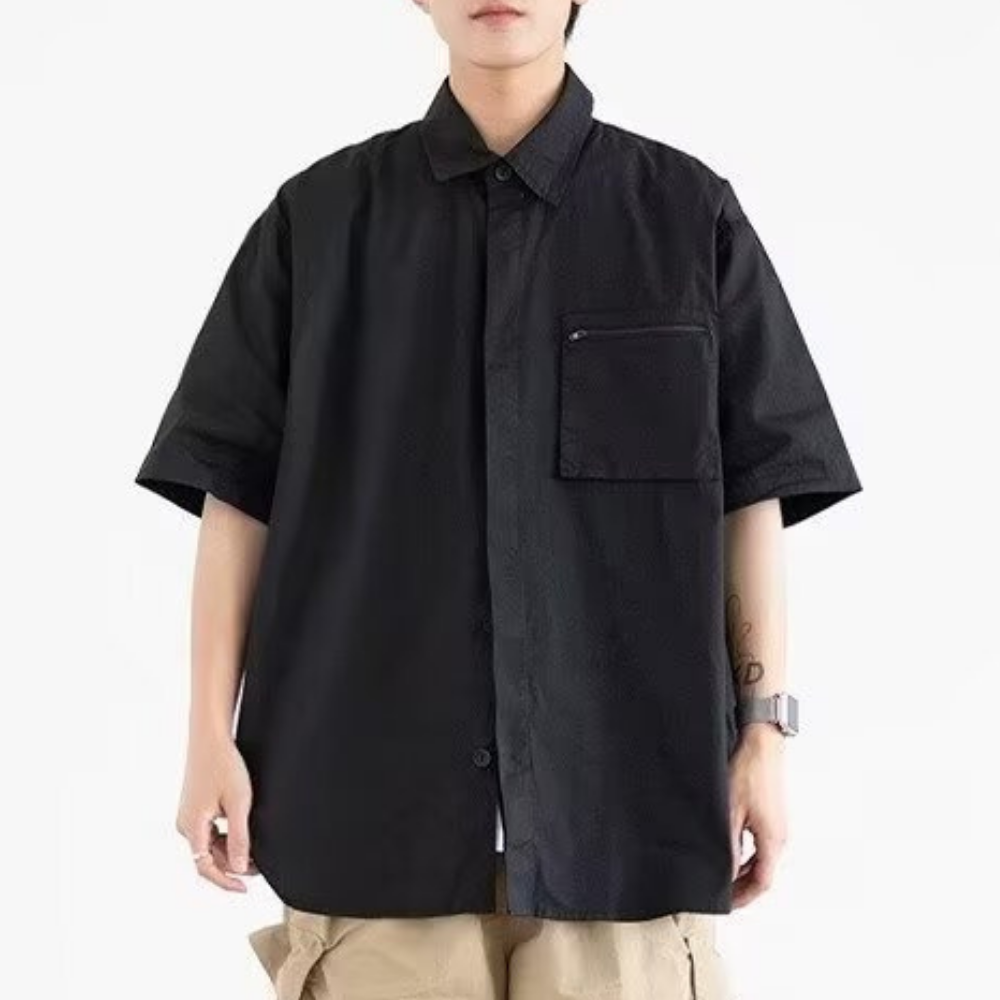 Japanese Solid Color Pocket Shirt