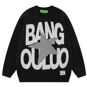 OOC' Star Embroidered Letter Loose Sweater