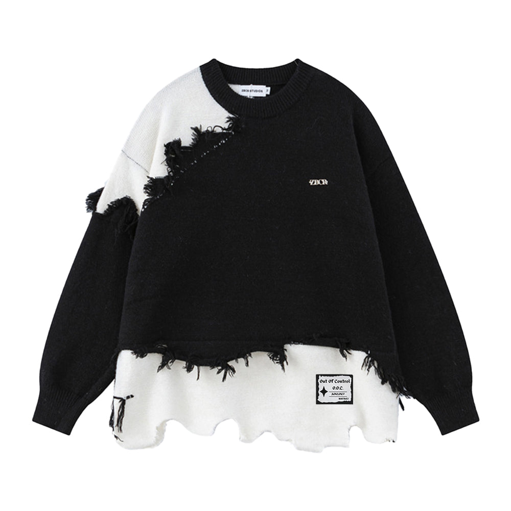 OOC' Irregular Tattered Tassels Sweater