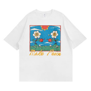 Cartoon Fun Flower Print T-shirt