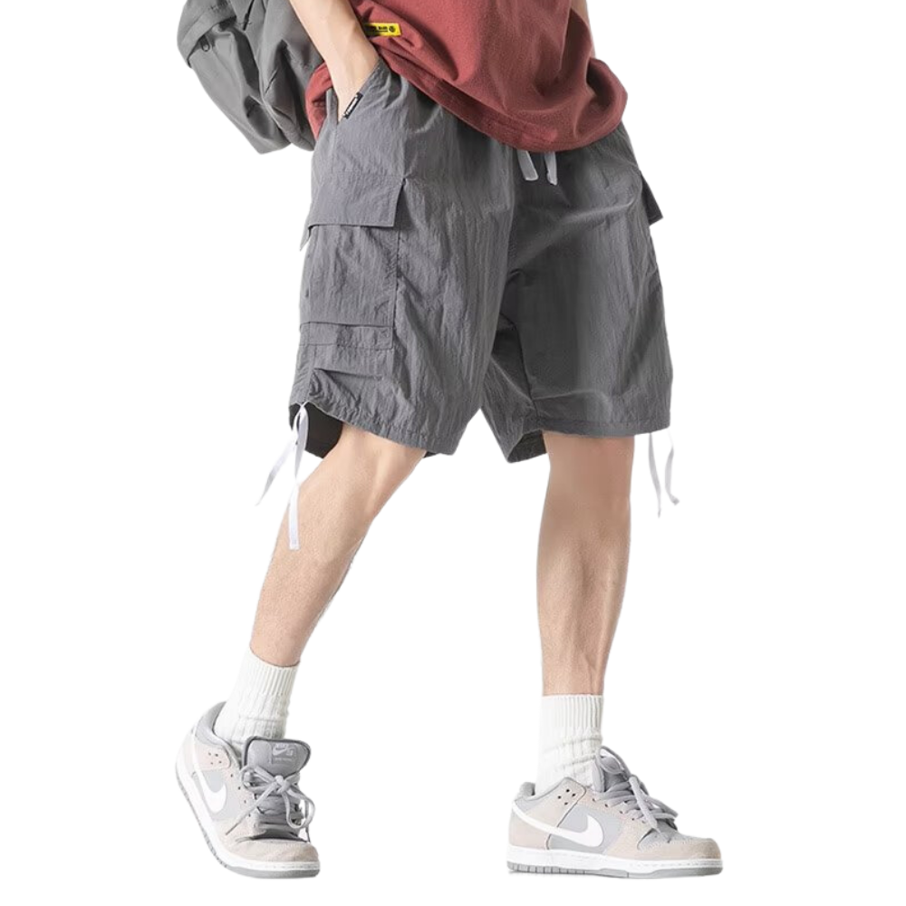 Urban Solid Drawstring Cargo Shorts