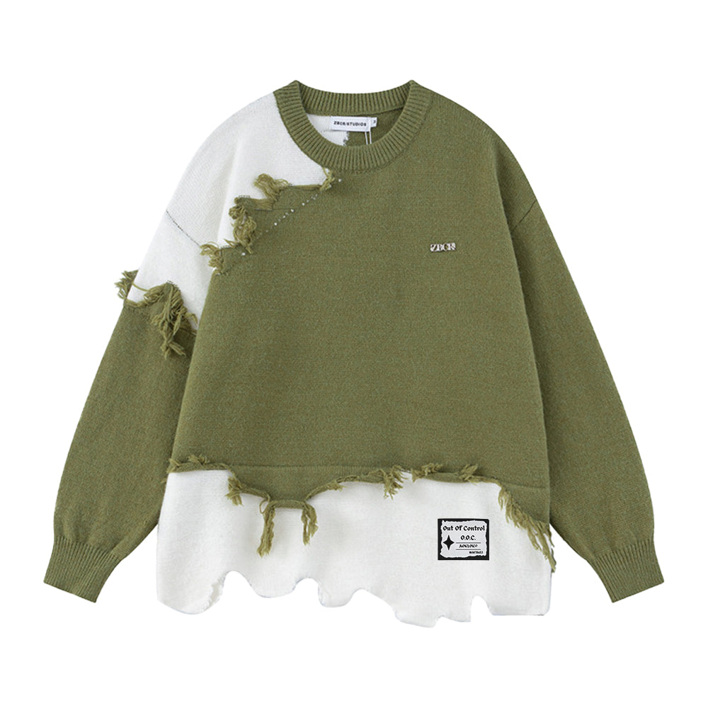 OOC' Irregular Tattered Tassels Sweater