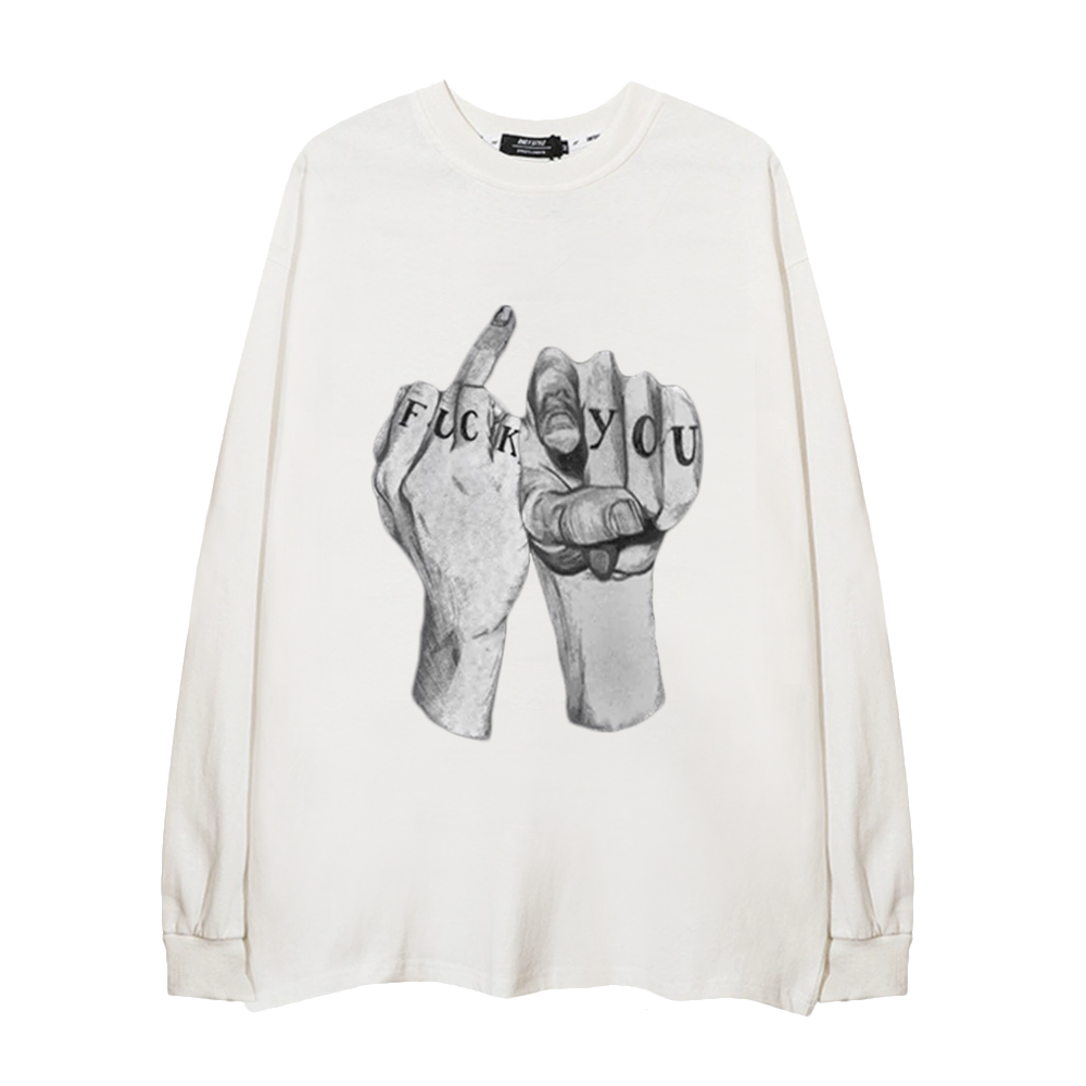 High Street Finger Letters Long Sleeve Shirt