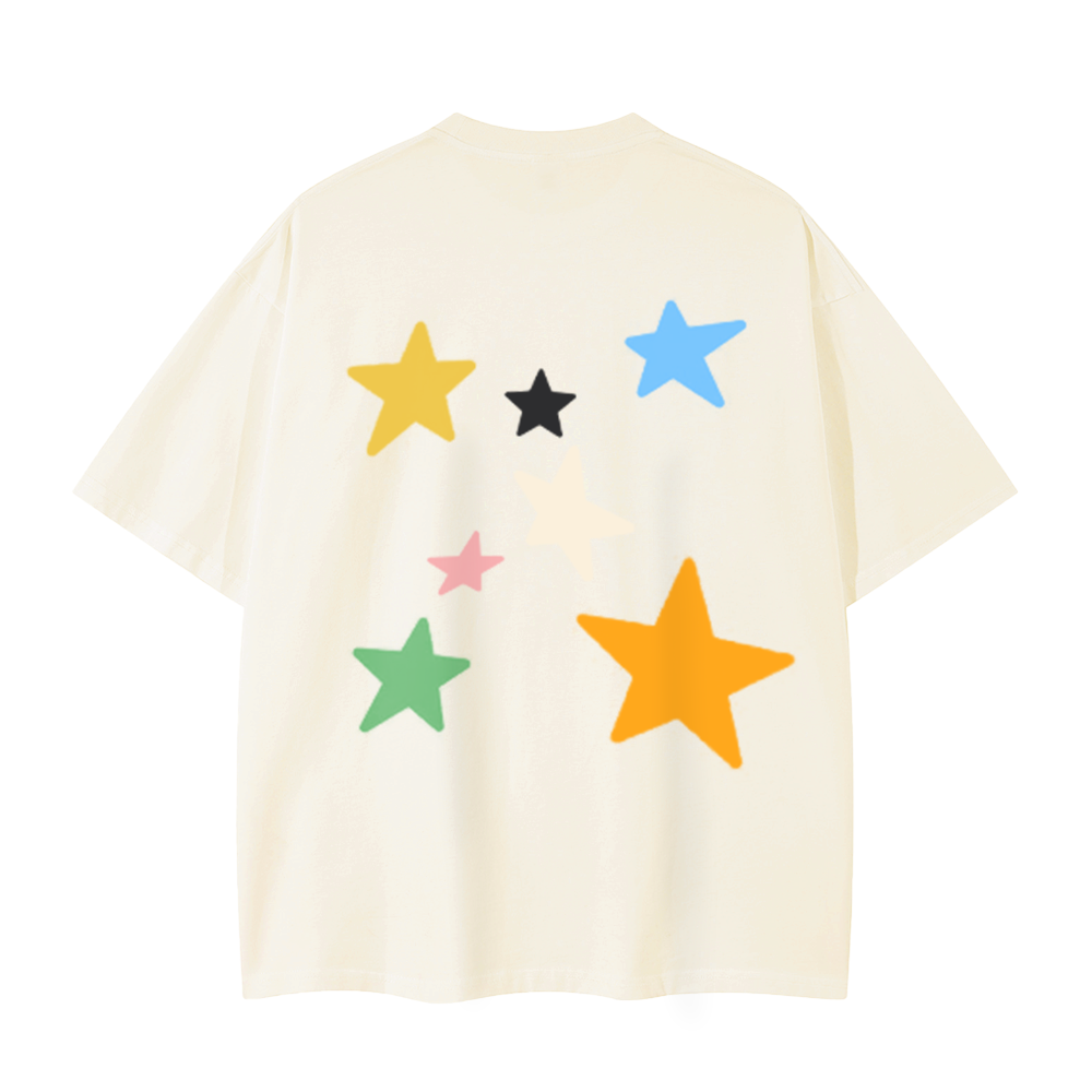 Colorful Stars Couple Cotton T-Shirt