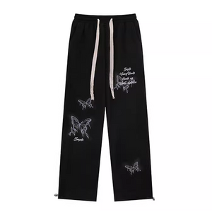 Retro Butterfly Print Versatile Sweatpants