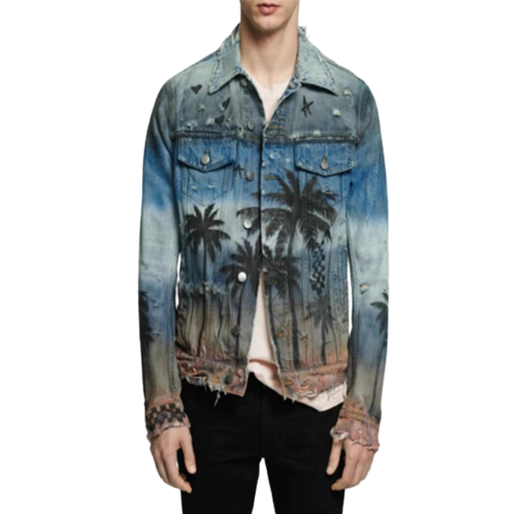 American Coconut Tree Distressed Jacket