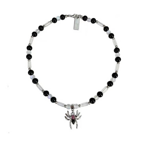 Dark Pearl Spider Pendant Necklace