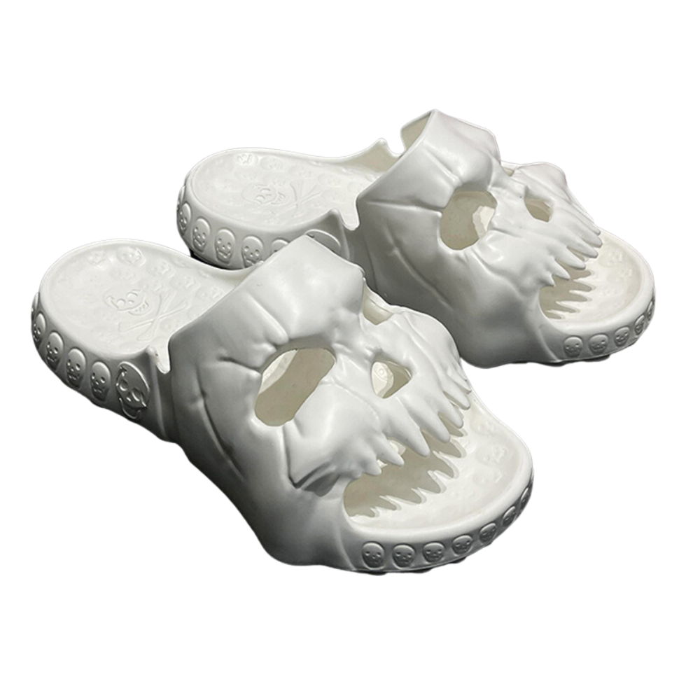 Modern Dark Solid Skull Slippers