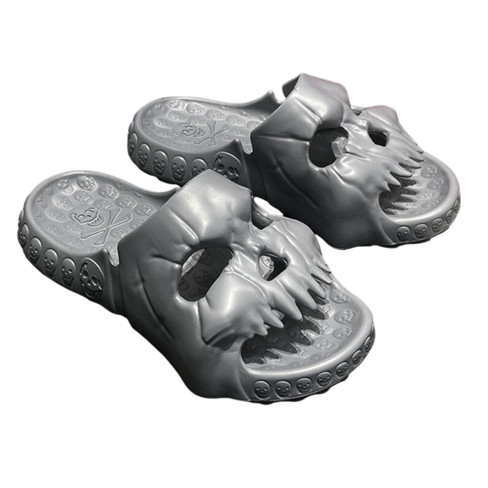 Modern Dark Solid Skull Slippers