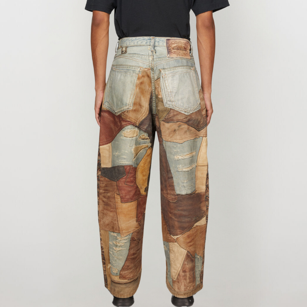 DF |Digital Print Distressed Braided Rope Jeans