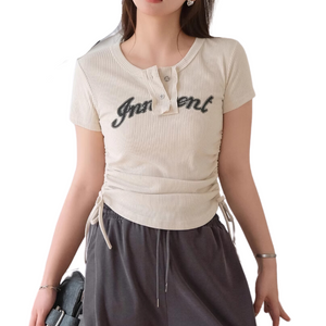 Women's Japanese Slim Drawstring T-shirt