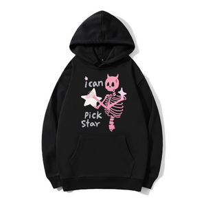 Dark Skull Star Print Hoodie