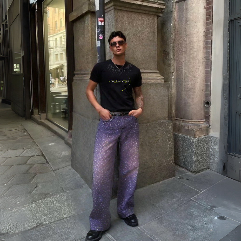 LoopStone Purple Pink Ice Drip Denim jeans