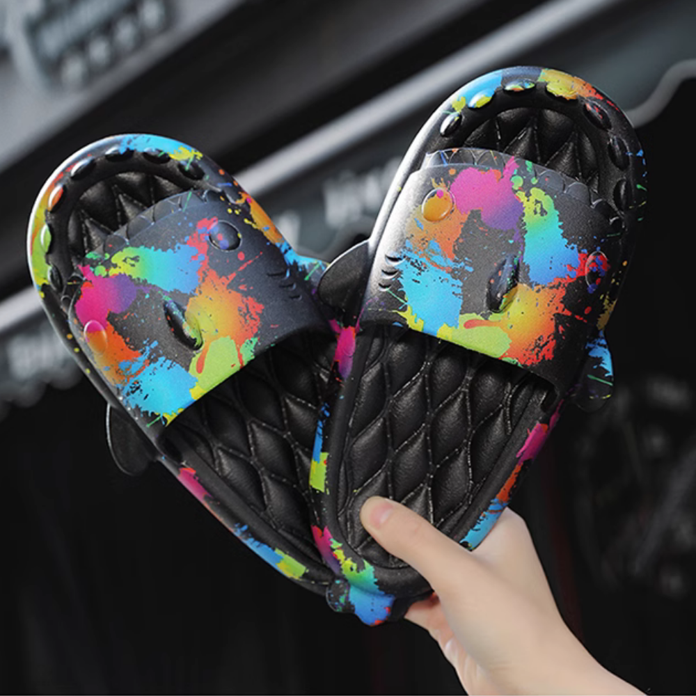 High Street Shark Graffiti Slippers