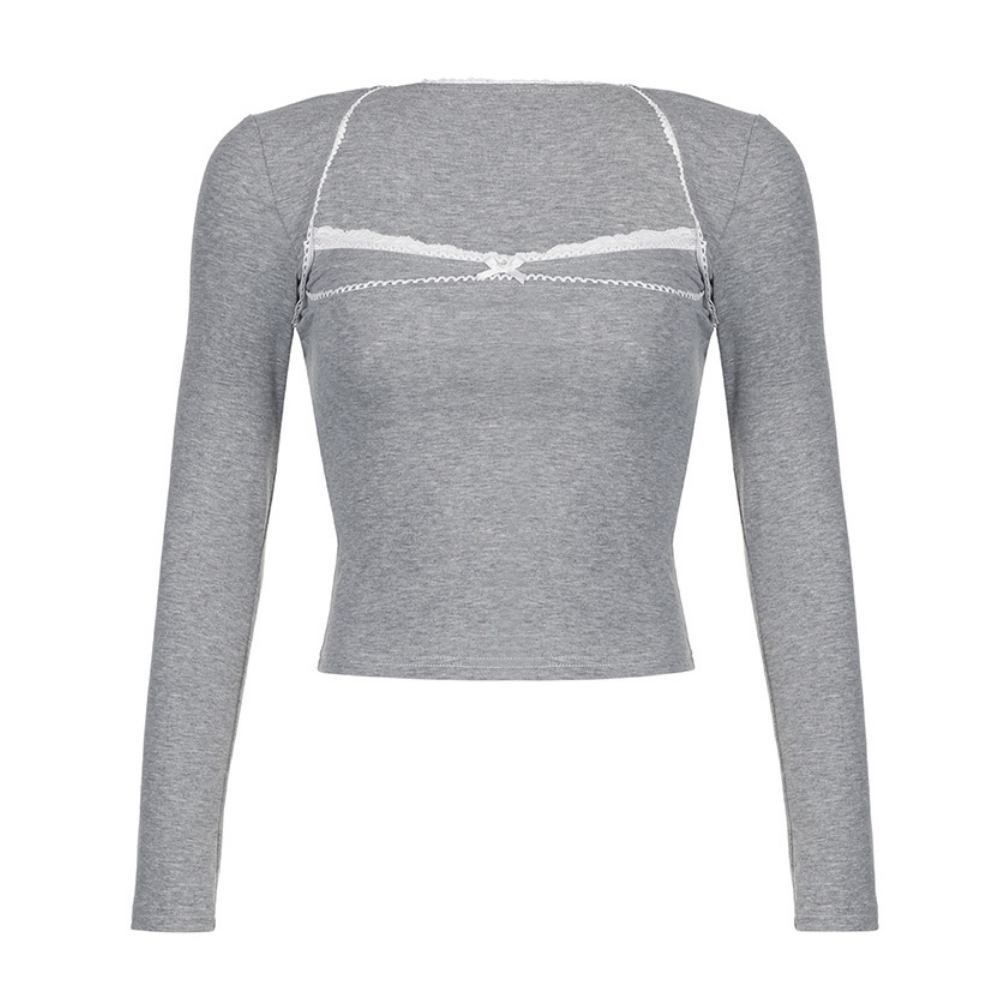 Women's Square Neck Slim Long Sleeve