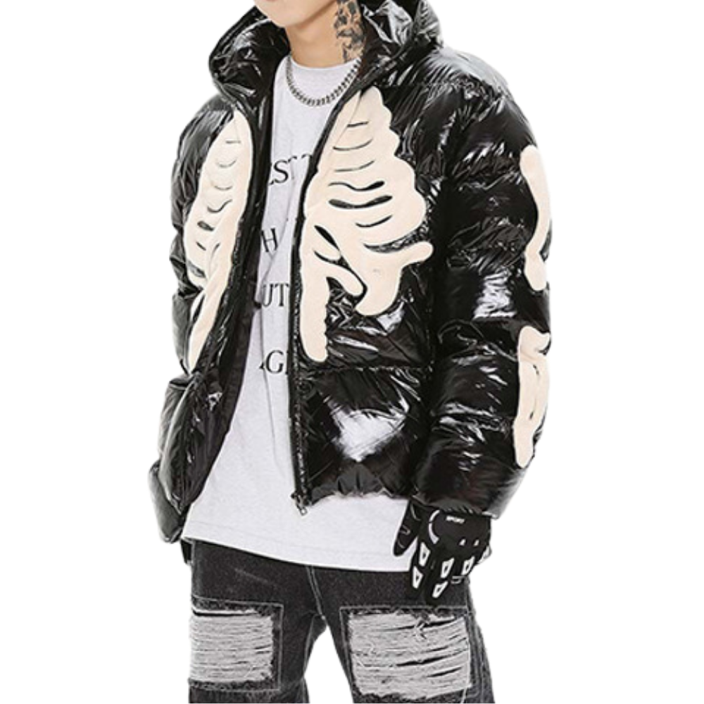 Dark Flocking Embroidery Skeleton Coat