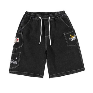 American Poker Letter Embroidered Shorts