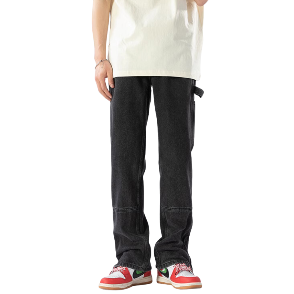 Solid Color Slit Zip Jeans