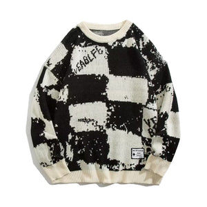 OOC' Loose Contrast Checkerboard Sweater