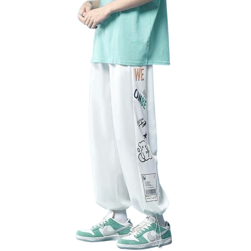 Cartoon Bear Letter Graphic Sweatpants