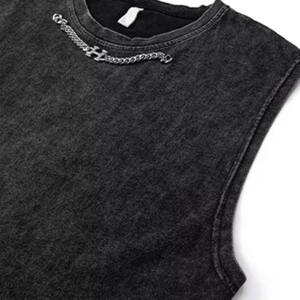 Hip Hop Bold Graphic Print Washed Vest