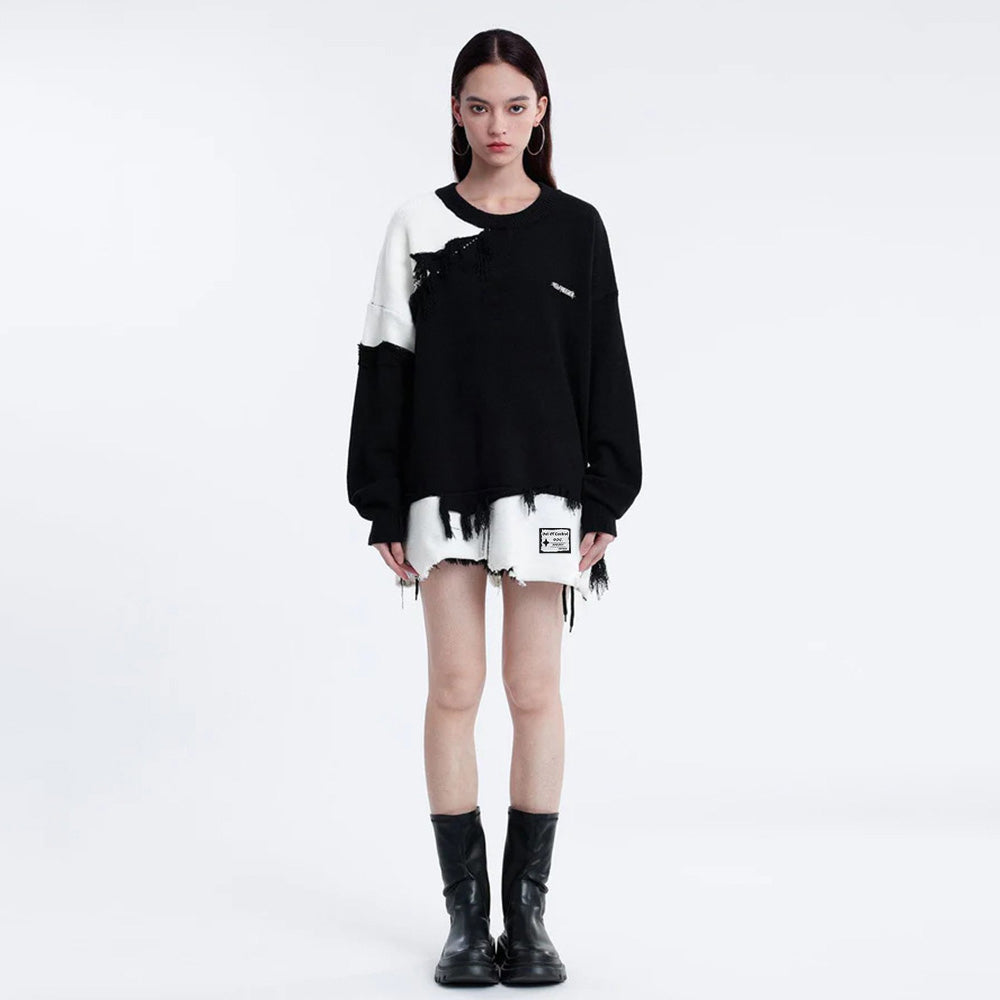 OOC' Irregular Tattered Tassels Sweater