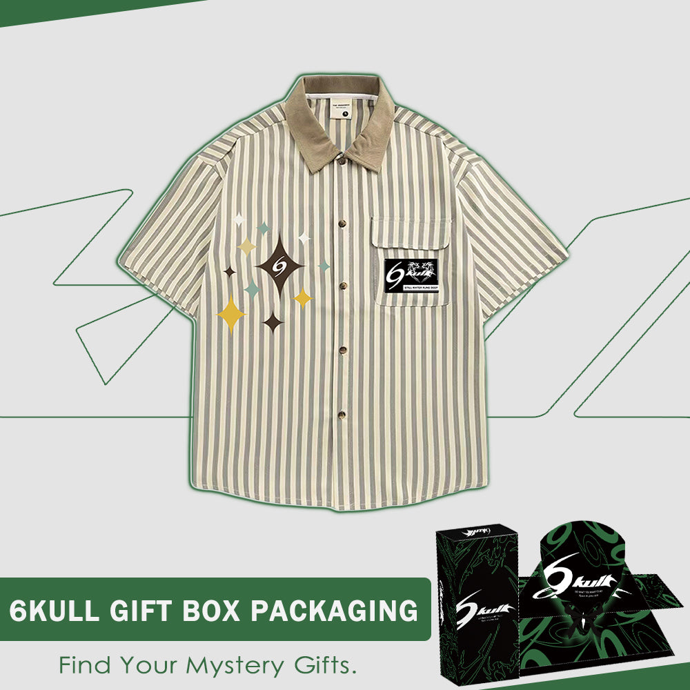 6Kull Preppy Striped Star Embroidered Shirt
