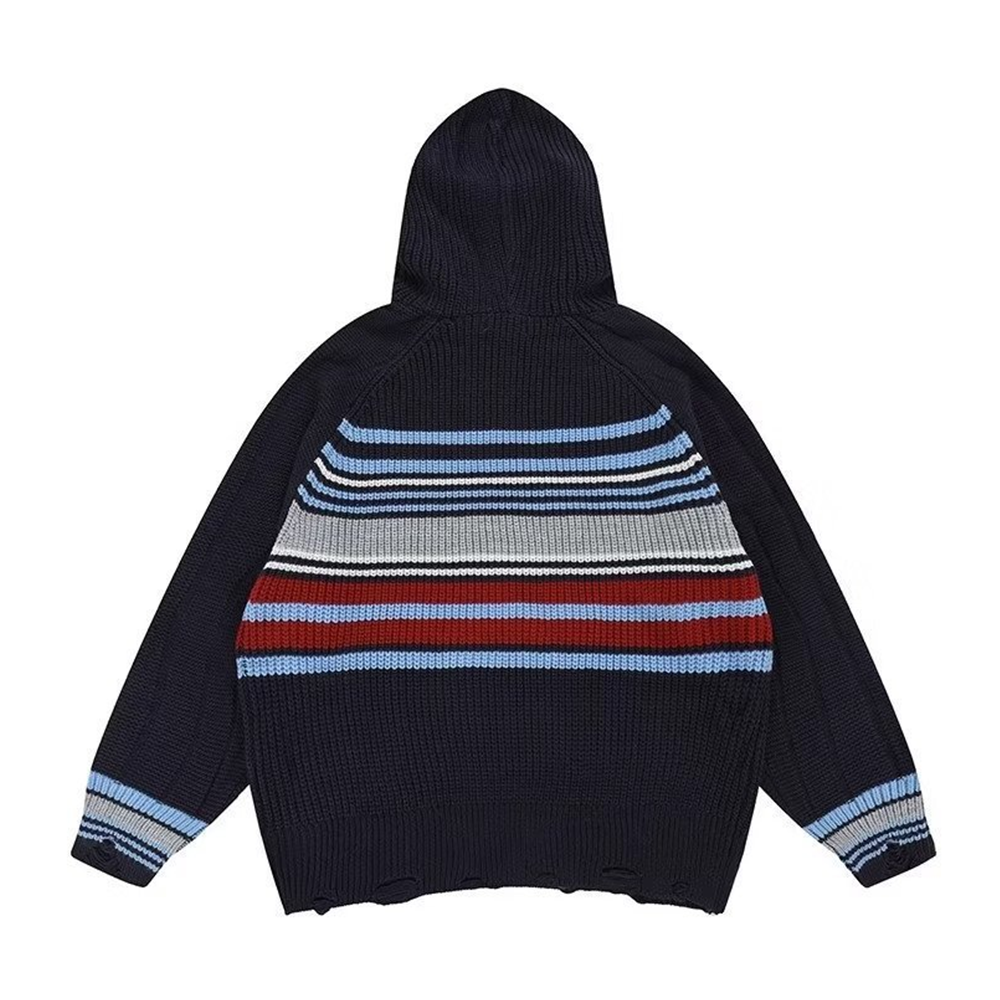 Preppy Striped  Hooded Hoodies