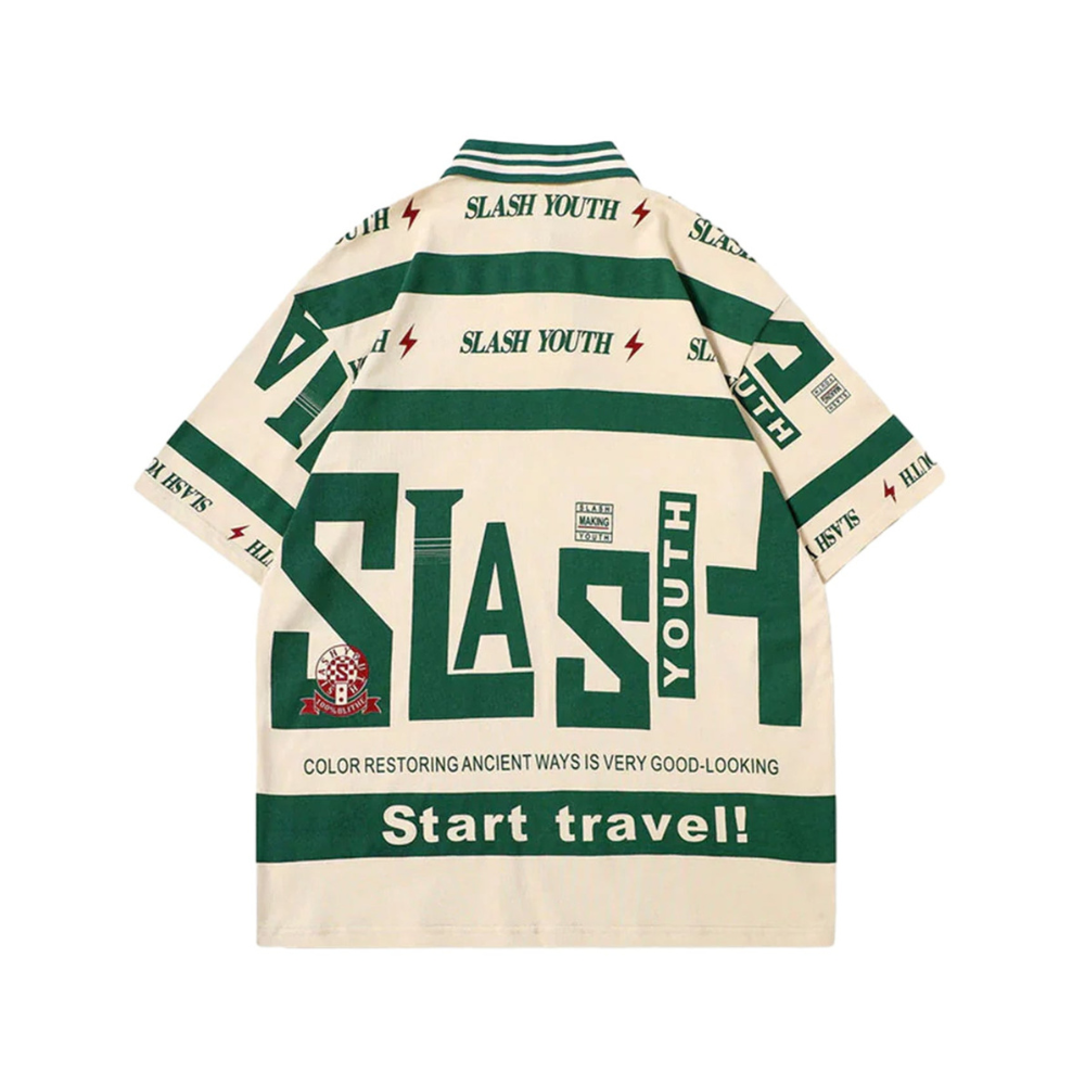 Evokyn Contrast Color Slash Polo Shirt