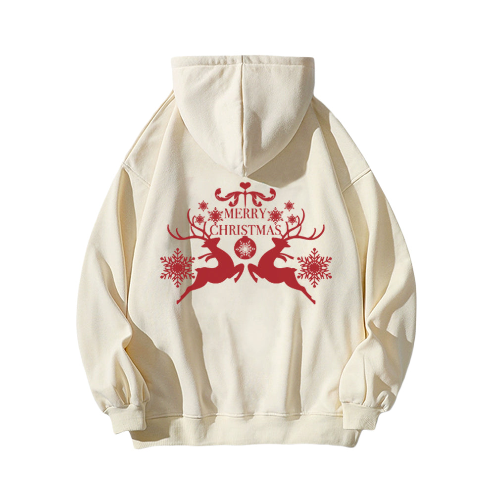 Casual Simple Drawing Of Snowflake Elk Hoodie