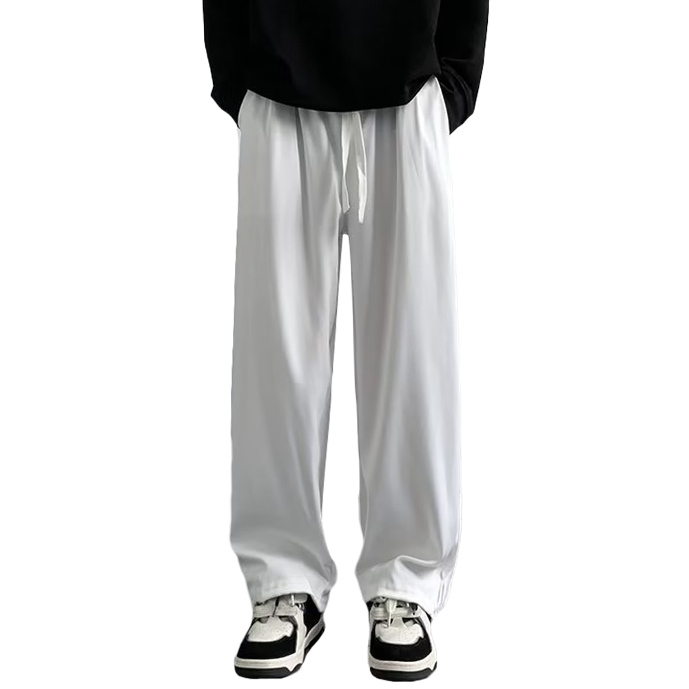 High street Retro Solid Color Straight Sweatpants