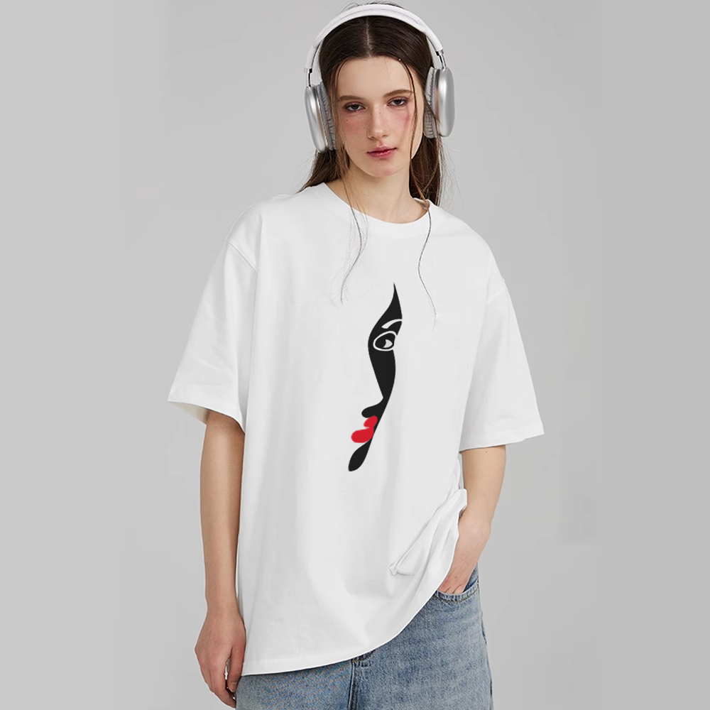 Red Lips Half Face T-Shirt