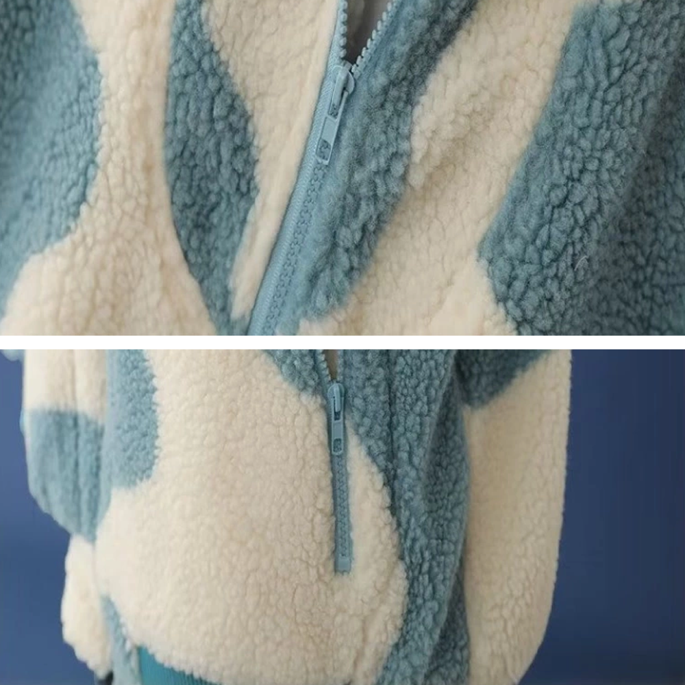 Winter Plush Contrast Color Cotton Jacket