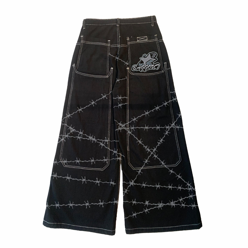 BAGGOUT Printed Wide-Leg Jeans