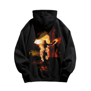 High Street Flaming Man Print Hoodie