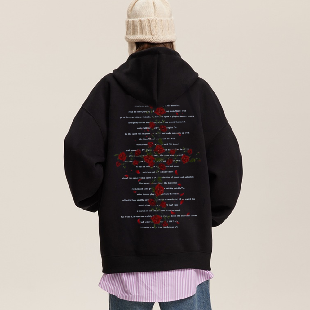 Rose Cross Print Hoodie