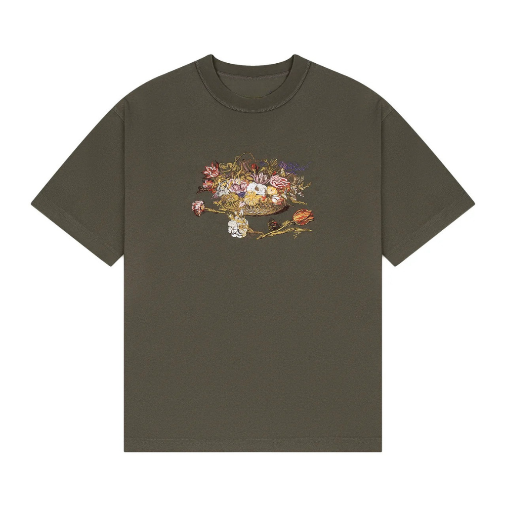 Evokyn Embroidered Vintage Floral Still Life T-Shirt