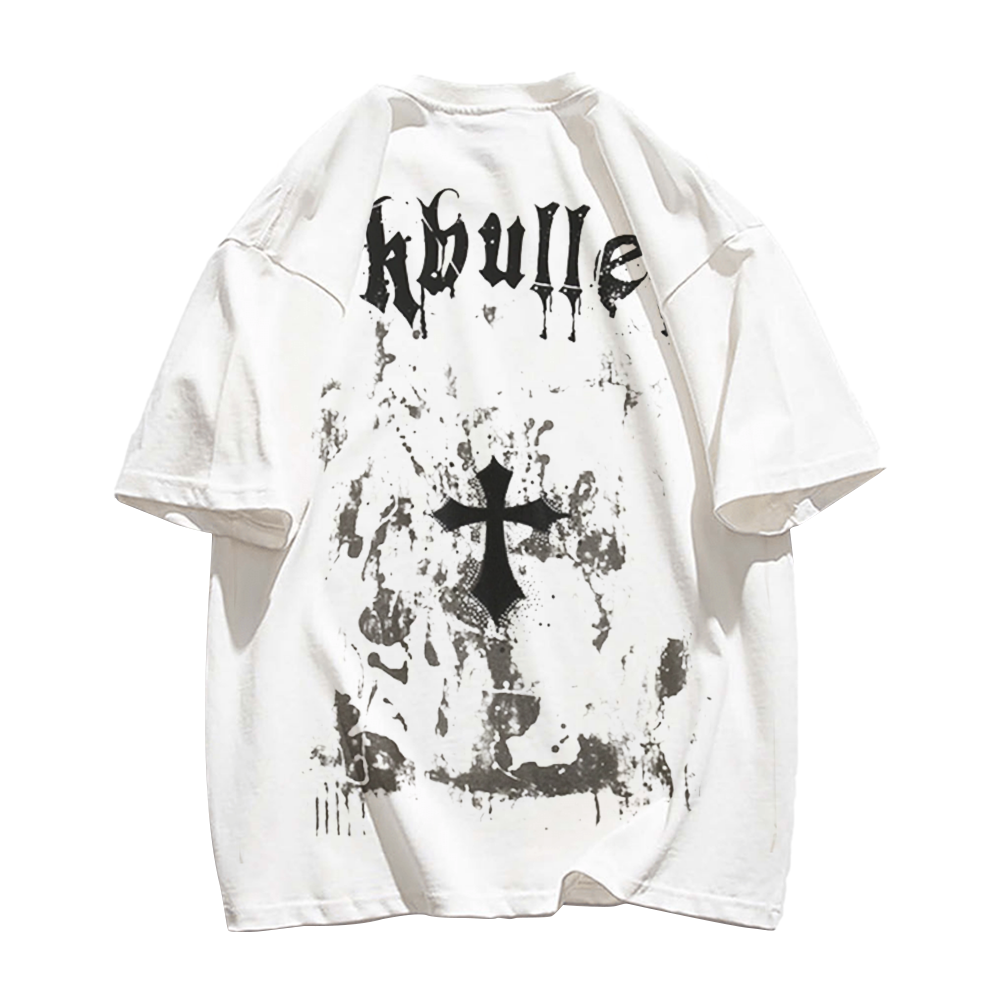 Retro Dark Cross Letters T-Shirt