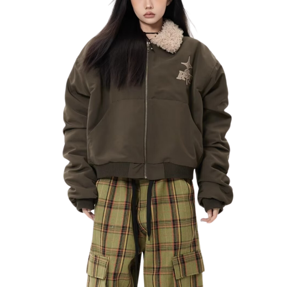 Retro Sherpa Lapel Cropped Coat