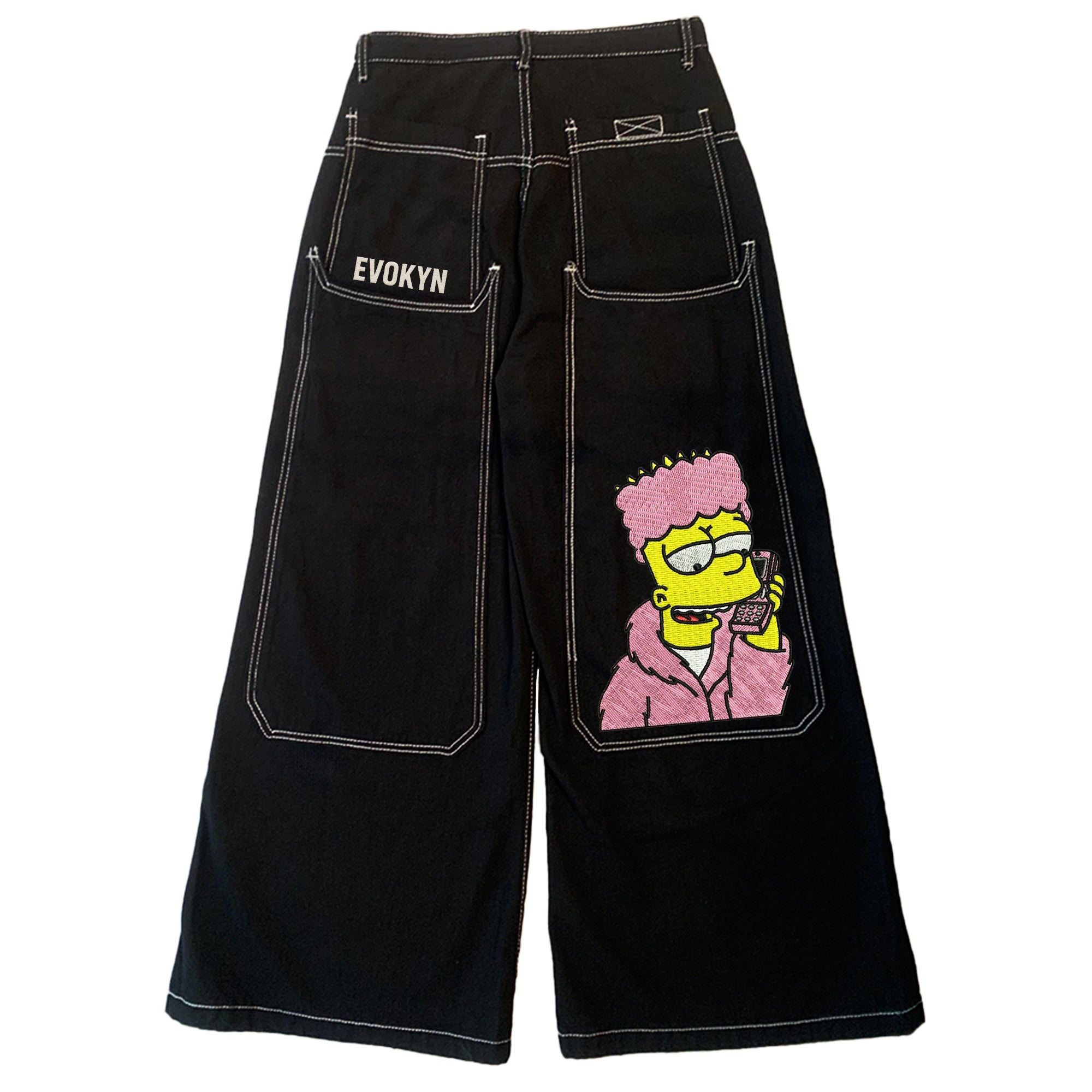 Embroidered Jeans with Simpsons Character Patch