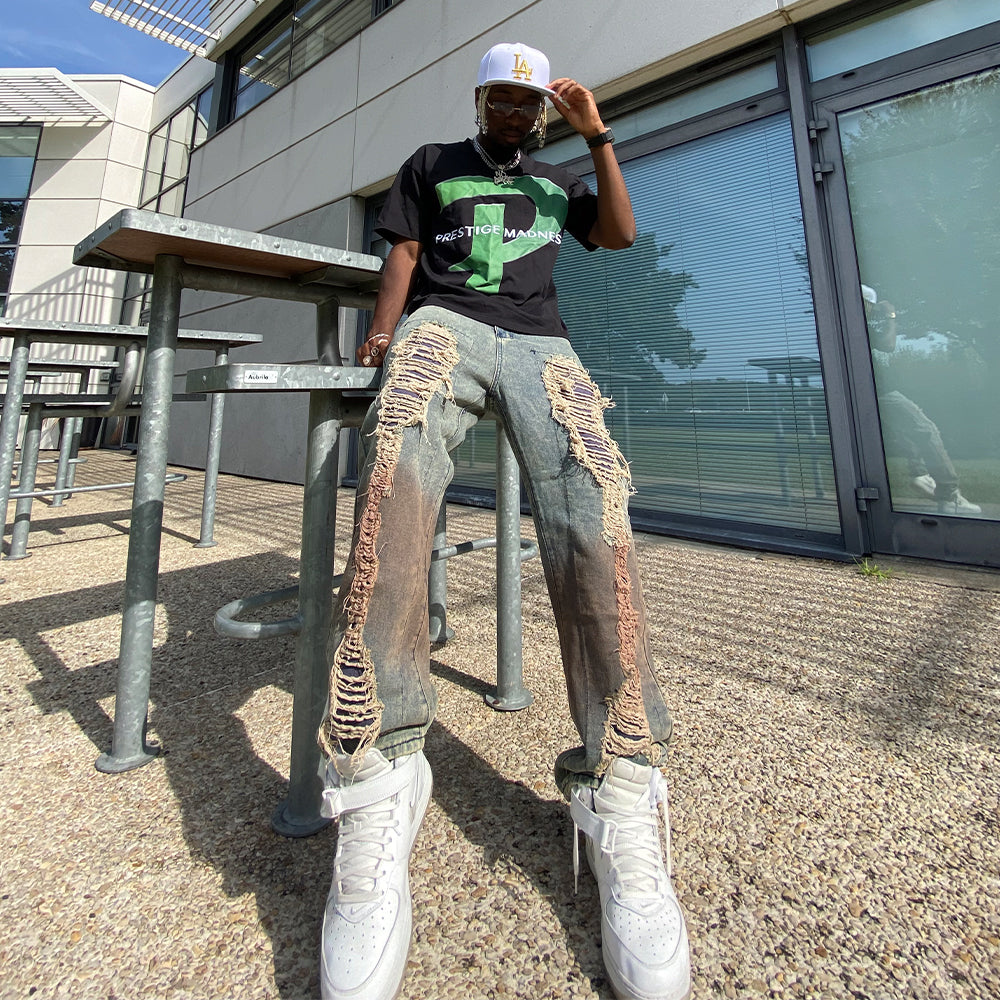 PM | Distressed Denim Contrast Jeans