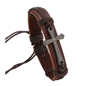 Retro Cross Leather Bracelet