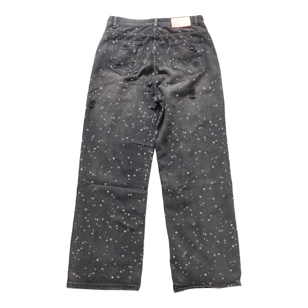LoopStone Rhinestone Distressed Holes Jeans
