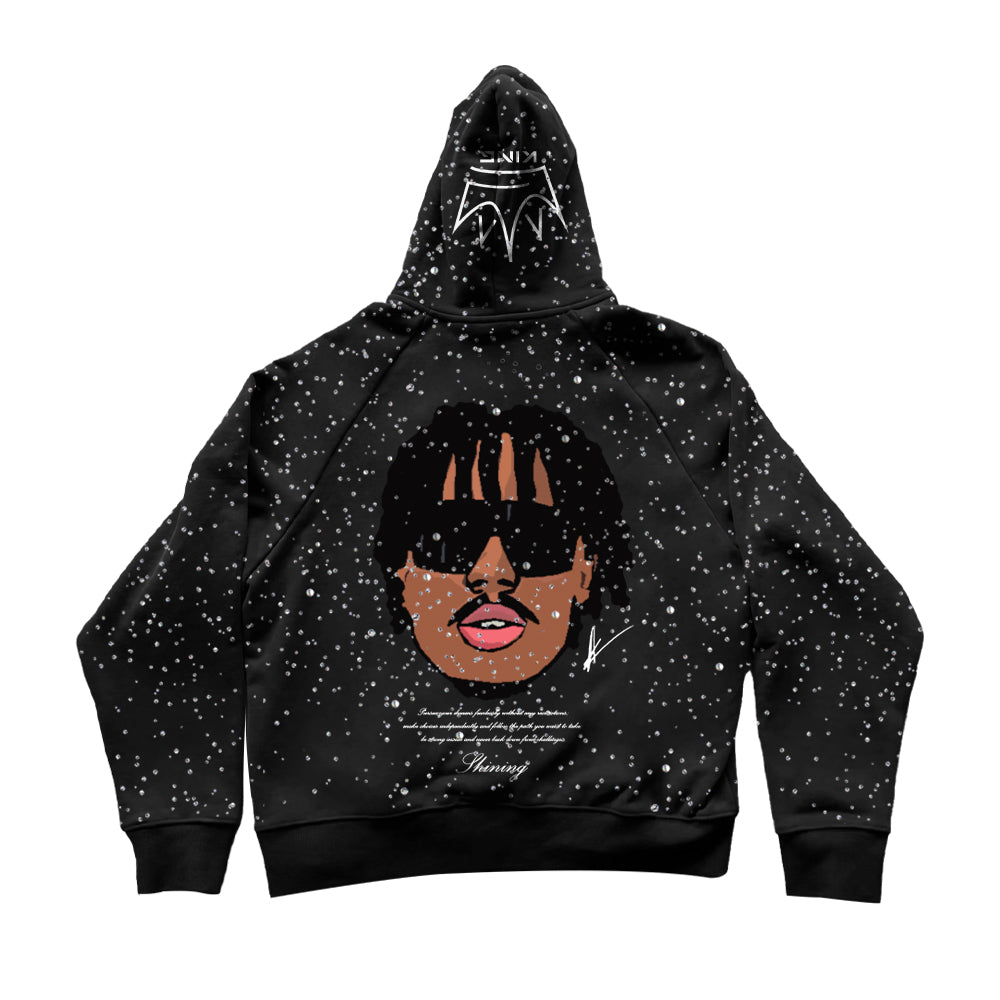LoopStone Luxury® "KING.X" Starlight Rhinestone Hoodie Set - Black